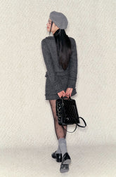 Gray Square Neck Cinched Two-Piece Set